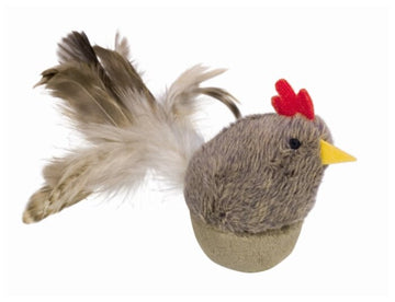 66933 Plush stand-up chicken with feathers & catnip  8 cm