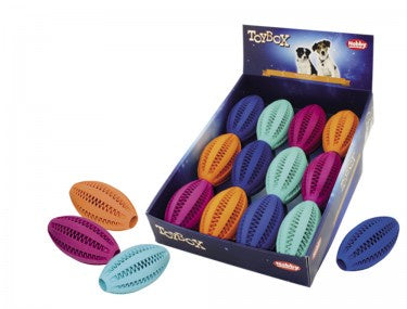 60465 NOBBY Rubber Dental Rugby ball assorted colours 11 cm