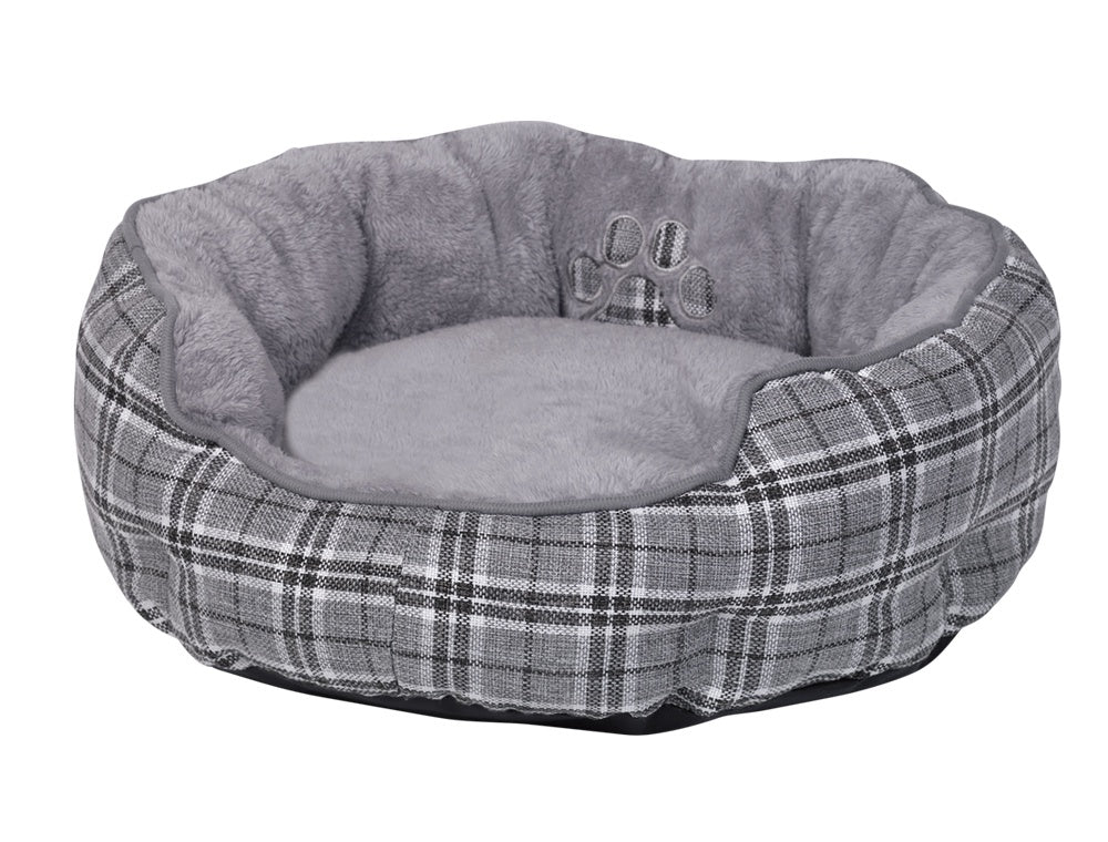 61323 NOBBY Comfort bed round Classic "KAPU" grey checker l x w x h: Ø 60 x 20 cm - PetsOffice