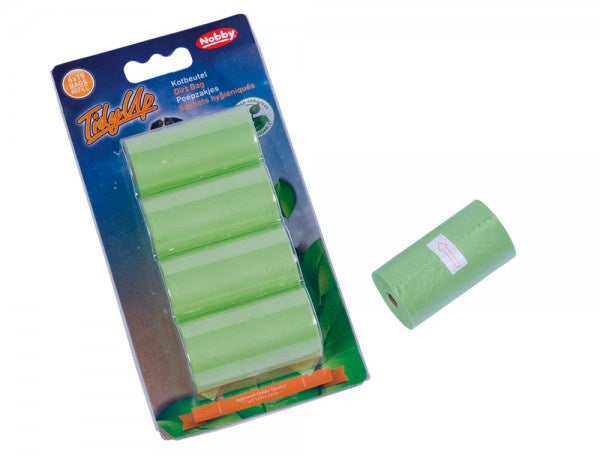 67390 NOBBY TidyUp Poop bag biodegradable green 4 rolls with 15 bags