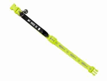 78070-03 NOBBY Address Cat collar "My Boss is" neon yellow