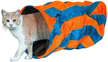 80220 NOBBY Cat tunnel blue orange striped 50 x 25 cm