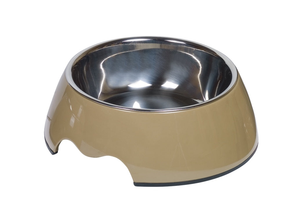 73482-09 NOBBY Dog Melamine bowl "NOBLY" taupe M: 17,5 x 6,5 cm, 350 ml