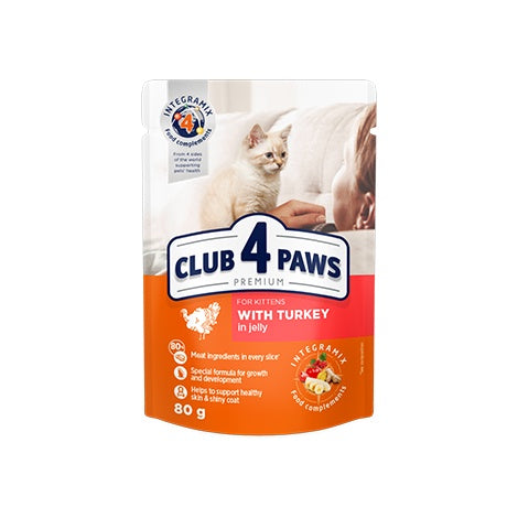 Club 4 Paws Kitten Wet Food Turkey Jelly Pouch 80g