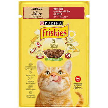 Purina Friskies Beef Chunks Gravy Cat Wet Food Pouch 85g