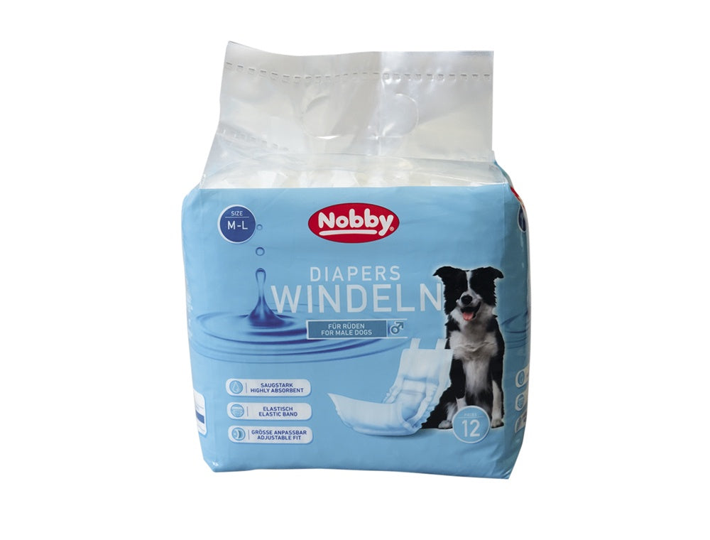 57178 NOBBY Diapers f. male dogs 12 pcs.; L-XL ; 60 - 80 cm