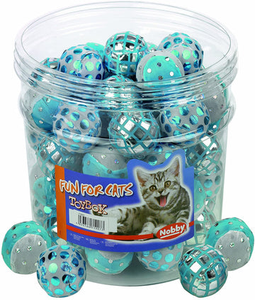 71907 NOBBY Toy Box Cat, glitter ball, blue-white 4cm