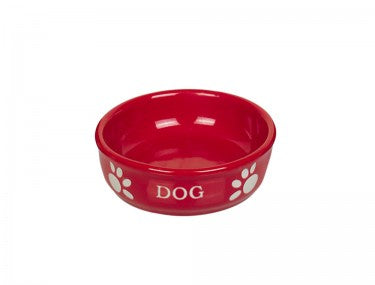 73425 NOBBY Dog ceramic bowl "DOG" red Ø15,5 X 6,5 cm