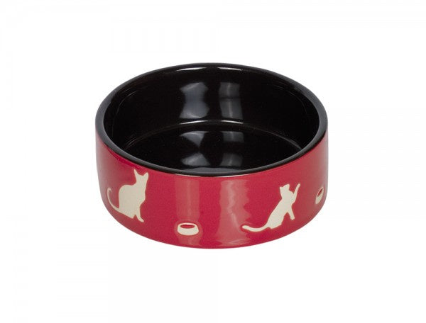 73696 NOBBY Cat ceramic bowl "SHAPE" red/black Ø 12,0 X 4,5 cm