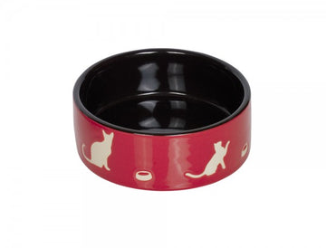 73696 NOBBY Cat ceramic bowl "SHAPE" red/black Ø 12,0 X 4,5 cm